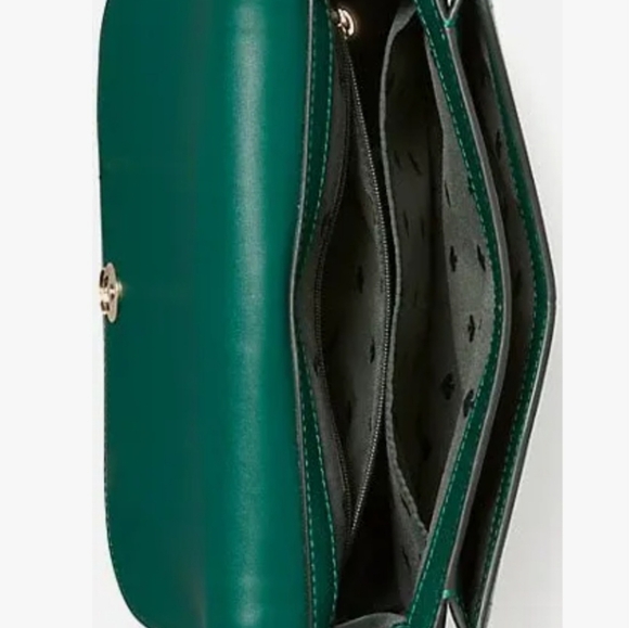 Kate Spade Blake Saddlebag Pebbled Leather Crossbody In Forest Green. Never Used - Picture 5 of 14